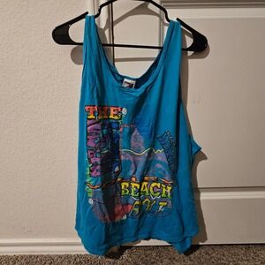 Vintage Lightning Bolt Tank Top Turquoise Graphic Beach Volleyball Mens Large